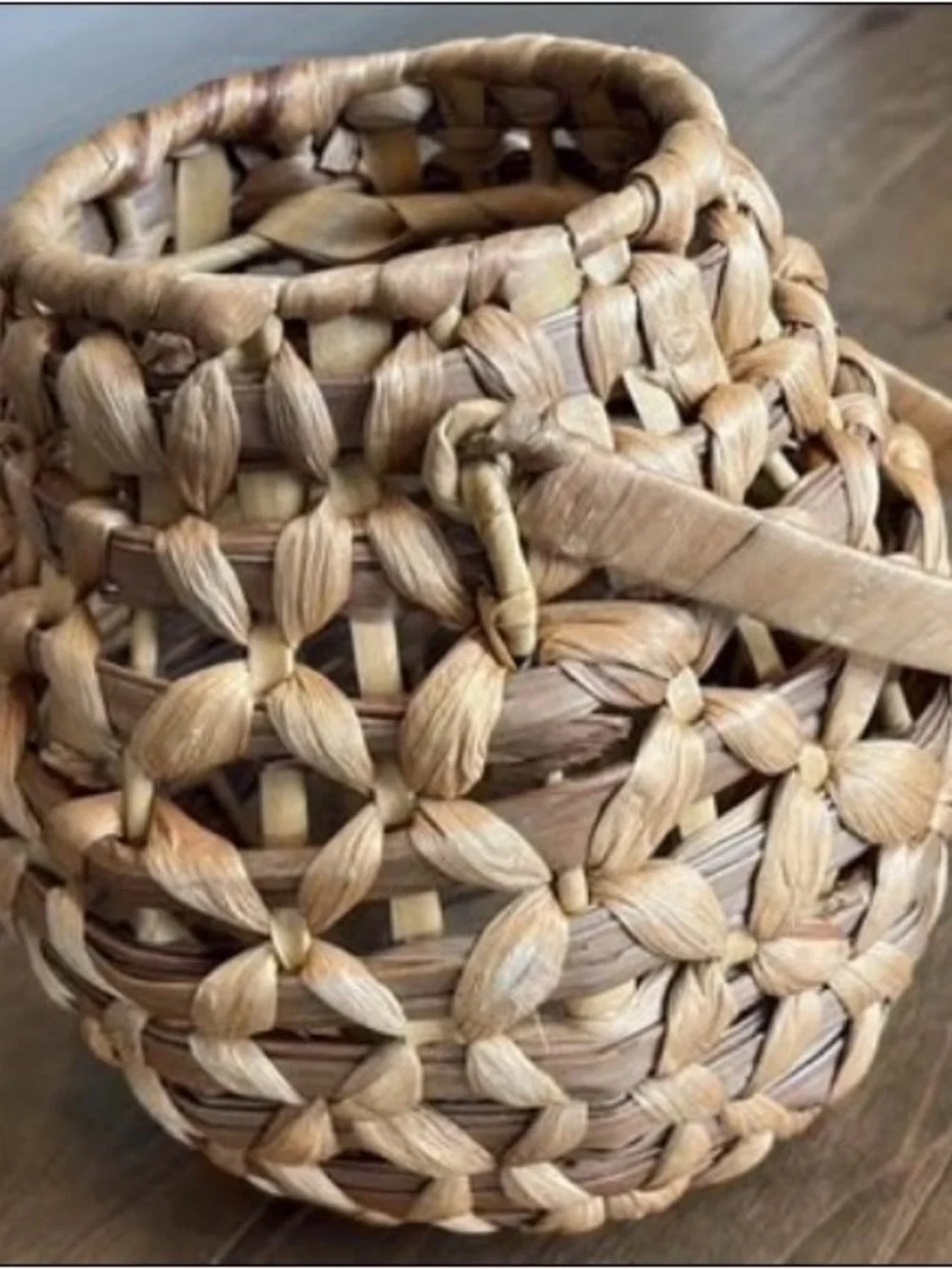 Woven Rattan Lantern Glass Candle Holder Boho Coastal Farmhouse Decor